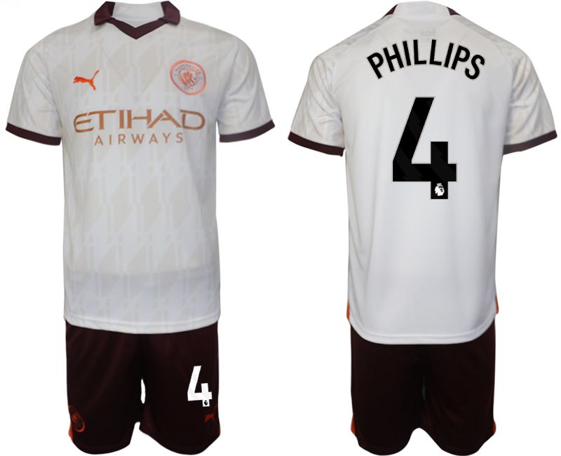 Men 2023-2024 Club Manchester City away white 4 Soccer Jersey